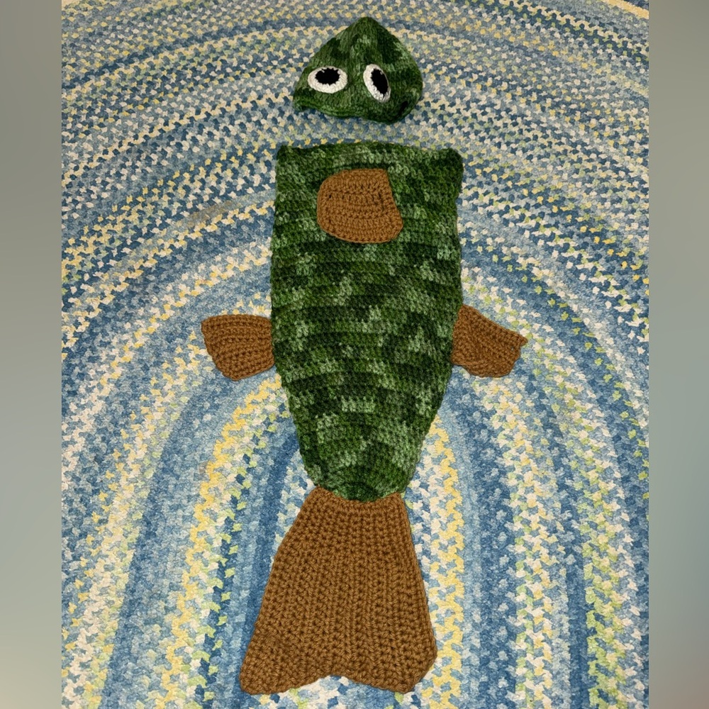 Etsy Hand Crocheted Green Fish Costume with Hat